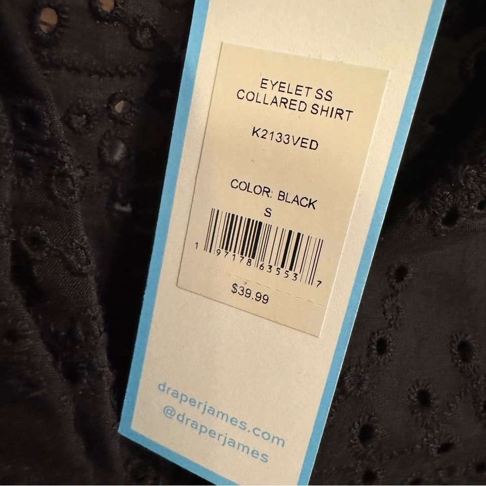 Draper James Black Eyelet Blouse NWT - Picture 7 of 10